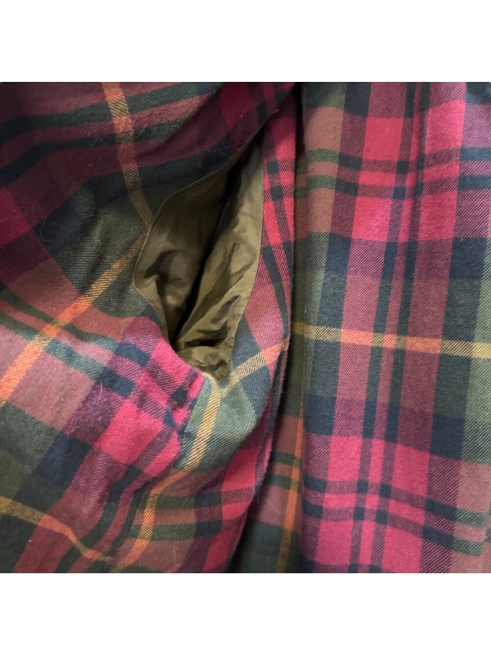 L.L. Bean Original Field Coat Womens 1X 1990s Tan Canvas Plaid Flannel Lining - Picture 5 of 14